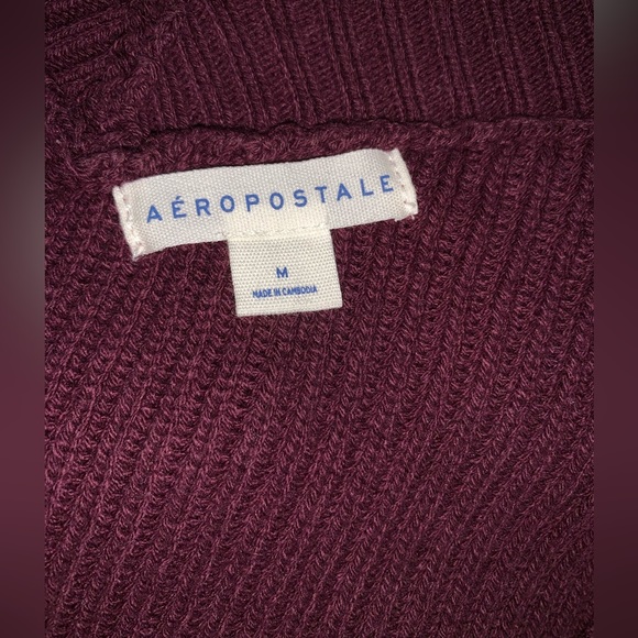 Aeropostale V- Neck Cropped Plum Cardigan - Picture 5 of 5